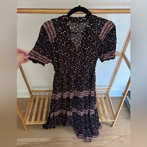 Floral free people midi dress with sleeves